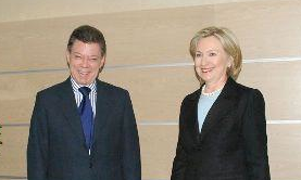 President Santos as candidate, June 2010 meeting with Secretary Clinton.